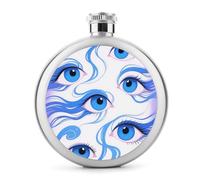 FodPand 5oz Flask Food Grade Stainless Steel, Leakproof Liquor Pocket Flasks Funny Blue Eyes Hip Flask for Whiskey, Vodka, Gift, Party & Outdoor