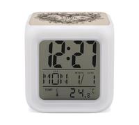 FodPand 7 Color LED Digital Alarm Clock Cube Bedside Clock with Temperature Display Snooze & Night Light Battery-Powered Love Flowers Wake Up Clocks 3.1" Dimmable Lamp for Bedroom Dorm Decor