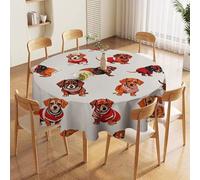 FodPand 70 inch Round Tablecloth Stain & Wrinkle Resistant Polyester Romantic Sausage Dog Table Cloth Washable Decorative Boho Farmhouse Table Cover for Dining Wedding Everyday Use Kitchen Decor
