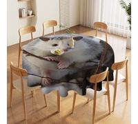 FodPand 70inch Round Tablecloth Stain & Wrinkle Resistant Polyester Opossum in Snow Table Cloth Washable Decorative Boho Farmhouse Table Cover for Dining Wedding Everyday Use Kitchen Decor