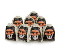FodPand 8 Pack Cotton Linen Drawstring Bags 5x7 Inch Muslin Sachet Bag Empty Cloth Reusable Amanita Caesarea Gift Pouches for Wedding Party Favors Jewelry Home Storage Supplies