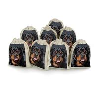 FodPand 8 Pack Cotton Linen Drawstring Bags 5x7 Inch Muslin Sachet Bag Empty Cloth Reusable Cool Rottweiler Dog Gift Pouches for Wedding Party Favors Jewelry Home Storage Supplies