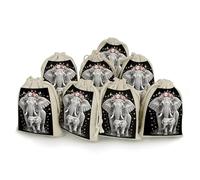 FodPand 8 Pack Cotton Linen Drawstring Bags 5x7 Inch Muslin Sachet Bag Empty Cloth Reusable Cute Elephant Gift Pouches for Wedding Party Favors Jewelry Home Storage Supplies