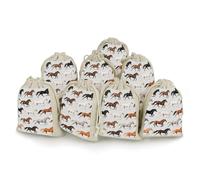 FodPand 8 Pack Cotton Linen Drawstring Bags 5x7 Inch Muslin Sachet Bag Empty Cloth Reusable Cute Horse Gift Pouches for Wedding Party Favors Jewelry Home Storage Supplies