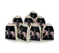 FodPand 8 Pack Cotton Linen Drawstring Bags 5x7 Inch Muslin Sachet Bag Empty Cloth Reusable Dressage Rider Horse Gift Pouches for Wedding Party Favors Jewelry Home Storage Supplies