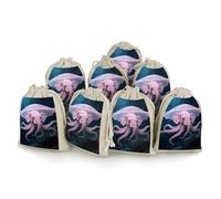 FodPand 8 Pack Cotton Linen Drawstring Bags 5x7 Inch Muslin Sachet Bag Empty Cloth Reusable Dumbo Octopus Gift Pouches for Wedding Party Favors Jewelry Home Storage Supplies