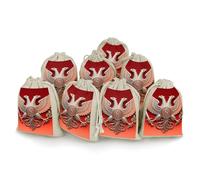 FodPand 8 Pack Cotton Linen Drawstring Bags 5x7 Inch Muslin Sachet Bag Empty Cloth Reusable Eagle Sword Olive Gift Pouches for Wedding Party Favors Jewelry Home Storage Supplies