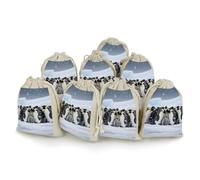 FodPand 8 Pack Cotton Linen Drawstring Bags 5x7 Inch Muslin Sachet Bag Empty Cloth Reusable Emperor Penguin Huddle Gift Pouches for Wedding Party Favors Jewelry Home Storage Supplies