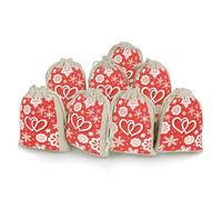 FodPand 8 Pack Cotton Linen Drawstring Bags 5x7 Inch Muslin Sachet Bag Empty Cloth Reusable Hearts Snowflake Flower Gift Pouches for Wedding Party Favors Jewelry Home Storage Supplies