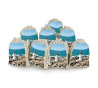 FodPand 8 Pack Cotton Linen Drawstring Bags 5x7 Inch Muslin Sachet Bag Empty Cloth Reusable Lighthouse Gift Pouches for Wedding Party Favors Jewelry Home Storage Supplies