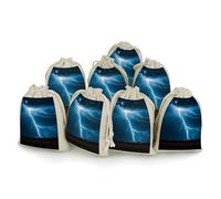 FodPand 8 Pack Cotton Linen Drawstring Bags 5x7 Inch Muslin Sachet Bag Empty Cloth Reusable Lightning Strikes Thunderstorms Gift Pouches for Wedding Party Favors Jewelry Home Storage Supplies