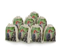 FodPand 8 Pack Cotton Linen Drawstring Bags 5x7 Inch Muslin Sachet Bag Empty Cloth Reusable Male Red-bellied Woodpecker Gift Pouches for Wedding Party Favors Jewelry Home Storage Supplies