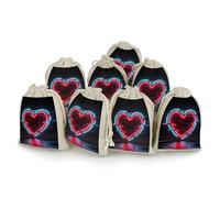 FodPand 8 Pack Cotton Linen Drawstring Bags 5x7 Inch Muslin Sachet Bag Empty Cloth Reusable Neon Heart with Errors Gift Pouches for Wedding Party Favors Jewelry Home Storage Supplies