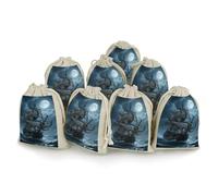 FodPand 8 Pack Cotton Linen Drawstring Bags 5x7 Inch Muslin Sachet Bag Empty Cloth Reusable Octopus Kraken Pirate Ship Ocean Gift Pouches for Wedding Party Favors Jewelry Home Storage Supplies