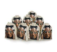 FodPand 8 Pack Cotton Linen Drawstring Bags 5x7 Inch Muslin Sachet Bag Empty Cloth Reusable Rain God Mask Gift Pouches for Wedding Party Favors Jewelry Home Storage Supplies