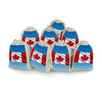 FodPand 8 Pack Cotton Linen Drawstring Bags 5x7 Inch Muslin Sachet Bag Empty Cloth Reusable Retro Canada Flag Gift Pouches for Wedding Party Favors Jewelry Home Storage Supplies