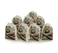 FodPand 8 Pack Cotton Linen Drawstring Bags 5x7 Inch Muslin Sachet Bag Empty Cloth Reusable Slow Loris Gift Pouches for Wedding Party Favors Jewelry Home Storage Supplies