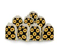 FodPand 8 Pack Cotton Linen Drawstring Bags 5x7 Inch Muslin Sachet Bag Empty Cloth Reusable Sunflower Gift Pouches for Wedding Party Favors Jewelry Home Storage Supplies
