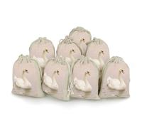 FodPand 8 Pack Cotton Linen Drawstring Bags 5x7 Inch Muslin Sachet Bag Empty Cloth Reusable Vintage Swan Gift Pouches for Wedding Party Favors Jewelry Home Storage Supplies