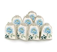 FodPand 8 Pack Cotton Linen Drawstring Bags 5x7 Inch Muslin Sachet Bag Empty Cloth Reusable Watercolor Blue Flower Gift Pouches for Wedding Party Favors Jewelry Home Storage Supplies