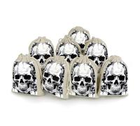 FodPand 8 Pack Cotton Linen Drawstring Bags 5x7 Inch Muslin Sachet Bag Empty Cloth Reusable White And Gray Skull Graphics Gift Pouches for Wedding Party Favors Jewelry Home Storage Supplies