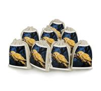 FodPand 8 Pack Cotton Linen Drawstring Bags 5x7 Inch Muslin Sachet Bag Empty Cloth Reusable Yellow Snowy Owl Gift Pouches for Wedding Party Favors Jewelry Home Storage Supplies