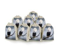 FodPand 8-Pack Cotton Linen Drawstring Bags 6.7 X 4.9 Inches Natural Small Storage Bag, Reusable Eagle Full Moon Gift Pouch for Storage, Travel, Jewelry & Organizing