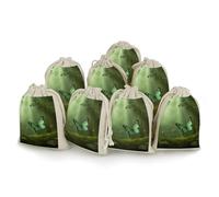 FodPand 8 Pack Green Butterfly Muslin Bags 5x7 Inch Cotton Linen Drawstring Pouches for Gifts Jewelry Wedding Favors Party Reusable Cloth Storage Sacks with Double Strings for Jewelry DIY Crafts