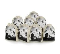 FodPand 8 Pack Horror Halloween Muslin Bags 5x7 Inch Cotton Linen Drawstring Pouches for Gifts Jewelry Wedding Favors Party Reusable Cloth Storage Sacks with Double Strings for Jewelry DIY Crafts