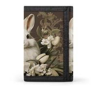 FodPand A Beautiful White Rabbit Wallet,Portable Three Folds Wallet Sturdy With Hanging Buckle Zipper Wallets for Man Woman