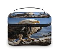 FodPand A Lone Eagle Makeup Bag with Makeup Brush Compartment Cosmetic Bag with Handle And Zipper Portable Organizer Bag for Daily, Camping, Traveling, Hotel