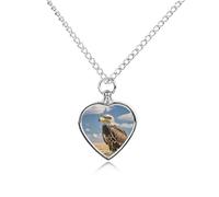 FodPand A Lone Eagle Pet Urn Necklace, Cremation Keepsake Pendant | Heart Cat Ashes Necklace for Women Men, Memorial Keepsake Jewelry for Lost dog, Waterproof Cat Urn Locket for Ashes