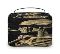 FodPand A Skeleton with Burning Cigarette Makeup Bag with Makeup Brush Compartment Cosmetic Bag with Handle And Zipper Portable Organizer Bag for Daily, Camping, Traveling, Hotel