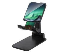 FodPand Adjustable Aurora Borealis Cell Phone Stand for Desk Portable Phone Holder Universal Handsfree Phones Mount for Airplane Travel Essentials Compatible with 4-8 Smartphones Tablet Black