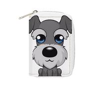 FodPand Adorable Schnauzer Credit Card Holder Compact Leather Card Wallet Zipper Portable Id Purse 20 Cards Slots