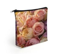 FodPand Aesthetic Flowers Makeup Bag with Sturdy Zipper，Linen Material Storage Bag,Large Capacity And Multi-Purpose Cosmetic Bag for Daily Life, Travel, Outings, Business Trips And Other Occasions