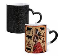 FodPand African Art Color Changing Mugs Heat Sensitive Ceramic Coffee Mugs Funny Temperature Changing Mug Novelty Magic Cup Gift for Coffee Lover 11 Oz