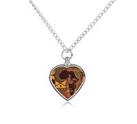 FodPand African Map Ethnic Pattern Urn Necklace for Ashes Personalized Pet Cremation Jewelry Dogs Cats Remembrance Jewelry Heart Shaped Urn Pendant for Puppy Pet Memorial Keepsake Jewelry