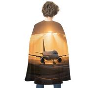 FodPand Airplane at Sunset Halloween Cloak Cosplay Costumes for Adults | Soft Satin Cape Poncho, Wizard/Witch/Vampire/Knight/Royal Roleplay, Spooky Party Favor, Trick or Treat Essential Accessories