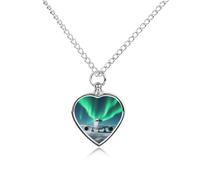 FodPand Airplane Under The Polar Night Sky Pet Memorial Necklace for Ashes Waterproof Cremation Jewelry for Men Women Adjustable Pet Urn Pendant with Filling Kit Keepsake Gift for Loss of Dog Cat
