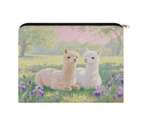 FodPand Alpacas in Love Travel Makeup Bag, Aesthetic Portable Cosmetic Bags with Zipper, Makeup Pouch, Cute Travel Toiletry Bag Skincare Bags for Women
