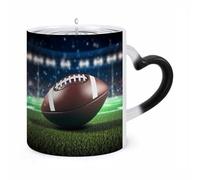 FodPand American Football Color Changing Mug 11oz, Heat Sensitive Coffee Mug Reveals Pattern with Hot Liquid, Ceramic Novelty Coffee Cup with Heart Shaped Handle, Funny Gift