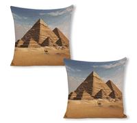 FodPand Ancient Egypt Pyramid Pillow Covers 18x18 Inch, Farmhouse Linen Pillow Cases for Couch, Double-Sided Decorative Throw Pillow Covers Square Cushion Covers for Living Room Bedroom
