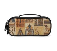 FodPand Ancient Egypt Tribe Series Cosmetic Bag with Handle And Zipper Makeup Brushes Organizer Case PU Leather Toiletry Bag Small Makeup Bags for Travel Or Daily