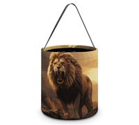 FodPand Angry Roaring Lion Halloween Trick Or Treat Bag Reusable Candy Tote | Reinforced Polyester, Collapsible & Machine Washable, 8x8" Spacious, Wide Handles for Small Hand, Reusable Year After Year