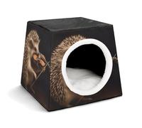FODPAND Animal Hedgehog Music Violin Cat Bed Cave for Small Dog Cat House 3-in-1 Foldable Cats Beds with Removable Washable Cushioned Pillow Covered Cave Pet Tents with Non-Slip Bottom