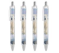 FodPand Arctic Polar Bear Ballpoint Pens Fine Point Smooth Writing Pen Retractable Ball Point Pens 0.5mm Black Ink Pen Office Supplies Gifts for Men Women 4 PCS
