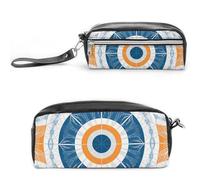 FodPand Art Deco Sunset Pencil Pouch Mini Makeup Bag with Handle - 7.8x3.9x2.1 Inches Durable Waterproof PU Leather, Large Capacity Portable Pencil Case for Office, Travel