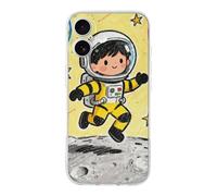 FodPand Astronaut Moon Adventure Phone Case for iPhone 17 TPU Hard Phone Protective Cover Anti-Scratch Shockproof Minimalist Aesthetic Case for Women & Men Transparent
