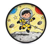 FodPand Astronaut Moon Adventure Silent Non-Ticking Wall Clock 10 Inch Modern Round Clock for Living Room, Kitchen, Bedroom, Office, Decorative Clocks with Easy Read Numbers